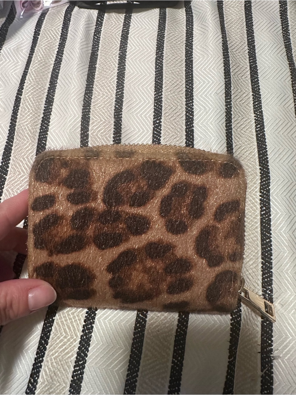 a new day Tan Zip Card Wallet with Gold Hardware